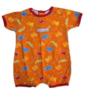 Vintage Y2k Small Steps Safari Time Animals Orange Onesie